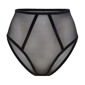 Wolford Bonded to Tulle Control Brief - Dames - Ondergoed - Zwart - Maat: XL Tulle