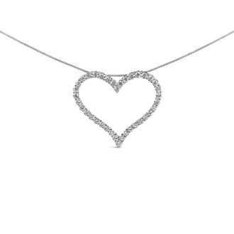 House of Brilliance 14K White Gold 3.0 Cttw Lab Grown Diamond Open Heart Pendant Necklace