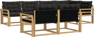vidaXL Conjunto De Sof&aacute;s De Exterior 7 Uds. Blanco Y Negro Vidaxl