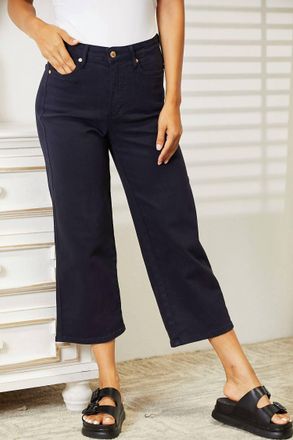Judy Blue High Waist Tummy Control Wide Crop Leg Jeans In Navy