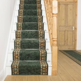 Runrug Stair Runner Carpet - Durable, Non-Slip, 5.4mm - Cheops in Green | Size: 120 cm x 510 cm