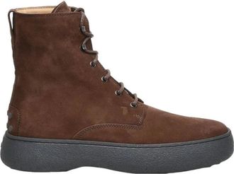 Tod's Bruine Su&egrave;de Enkellaarzen - Heren - Veterlaarzen - Bruin - 41 1/2 EU - Su&egrave;de - Schoenen