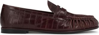 Kazar Leren loafers met reli&euml;f - Dames - Loafers - Bruin - 39 EU - Leer - Schoenen