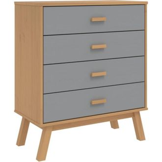 vidaXL C&oacute;moda De Cajones Olden Madera Maciza De Pino Gris Y Marr&oacute;n Vidaxl