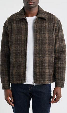 Frame Denim Insulated Check Wool Tweed Jacket in Brown Plaid at Nordstrom, Size X-Large