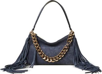 Twin-Set Liliane schoudertas met franje en kettinghengsel - Blauw