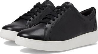 FitFlop Womens Fitflop Rally Sneakers Black Leather Low Top Platform Shoes ZOGG2442