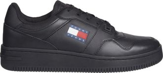Tommy Jeans Retro Zwarte Sneakers voor Mannen - Heren - Sneakers - Zwart - 40 EU - Leer - Schoenen