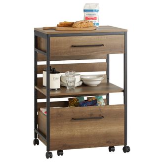 SoBuy Carro De Cocina Con 1 Caj&oacute;n M&oacute;vil Carrito De Servir Multiusos Con 1 Estante Y 2 Cajones 60 X 45 X 90 Cm Fkw118-pf Sobuy Es
