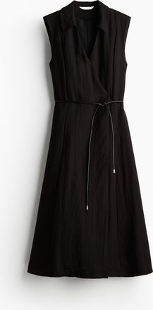 H&M Wickelkleid mit Bindegürtel - Schwarz