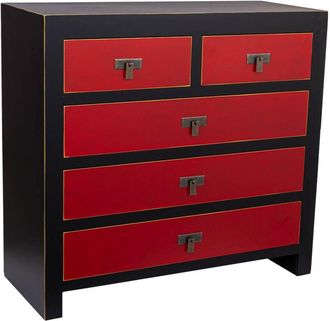 Wanderlust Deco Comoda de madera de 5 cajones 85x35x80h cm