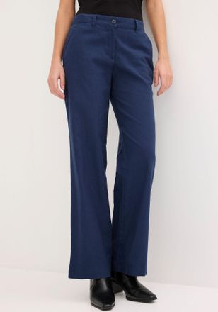 Bonprix Leinenhose BONPRIX, Damen, Gr. 40, N-Gr, blau (dunkelblau), Leinenmischung, Obermaterial: 55% Leinen, 45% Baumwolle, unifarben, festlich, loose fit la