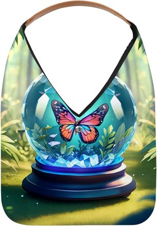 Generic Butterfly Crystal Ball Reusable Lightweight Grocery Bags - Foldable Into Compact Pouch, Washable & Sturdy, Multipurpose for Shopping and Travel