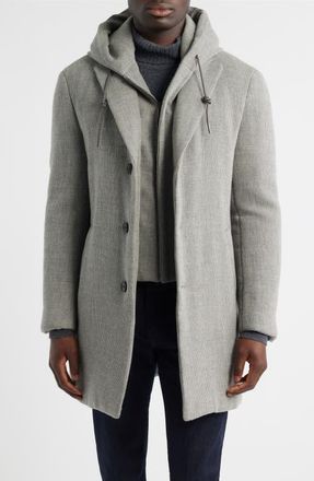 Cardinal of Canada Tyson Topcoat with Removable Hooded Bib in Grey Melange at Nordstrom, Size 42