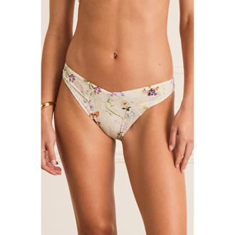 Aqua Blu Australia Ruched Front Zoe Cheeky Pant Bikini Bottom in White at Nordstrom, Size 10