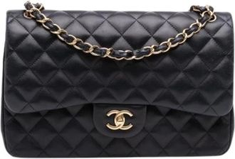 Chanel Pre-owned Classic Double Flap Shoulder Bag - Dames - Vintage Schoudertas - Zwart - ONE Size - Leer - Vintage