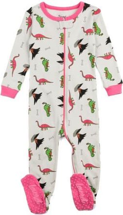 Leveret Kids Footed Printed Cotton Matching Family Pajamas, Animal Kingdom Prints in Dinosaur at Nordstrom, Size 2T