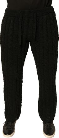Dolce & Gabbana Black Wool Knitted Skinny Mens Pants