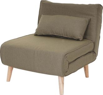 Hhg Hhg - Poltrona Letto Relax 738 Trasformabile Morbida Imbottita Legno Tessuto Verde