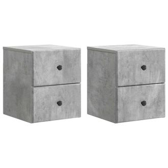 vidaXL Mesita De Noche De Pared 2 Pcs Gris Hormig&oacute;n 34,5 X 33 X 40 Cm Vidaxl