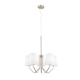 Luce-Ambiente-Design Sally Five-Light Suspension in Nickel Metal with Fabric Lampshades