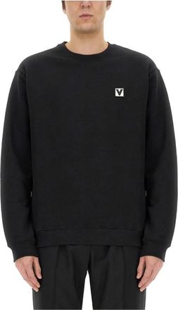 Valentino Hoodies & sweatvesten, Heren, Zwart, M, Katoen, Katoenen sweater met Chez-patch