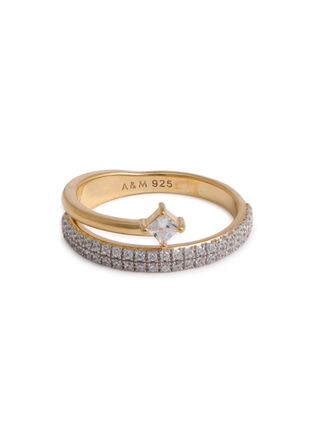 Astrid & Miyu Crystal Illusion 18kt Gold-plated Ring - P (UK P / US 7.5)