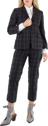 Thom Browne Ladies Charcoal Checked Single-Breasted Blazer