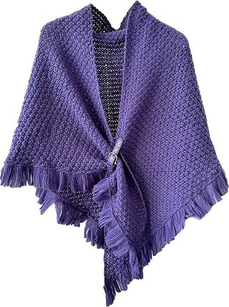 Generic Elegant Womens Knitted Poncho Wrap Topper Shawl Cape Front Large Sweater Style Soft Warm Fashionable Outerwear Layer Comfortable Red Triangle Scarf Wo