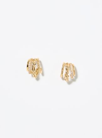 Simons Womens Small four-row half Hoop Earrings