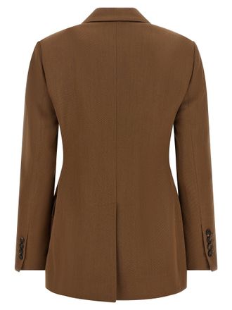 Brunello Cucinelli Double-Breasted Virgin Wool Blazer - Tobacco