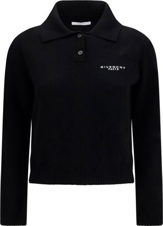 Givenchy Black Logo Button Down Collar Sweater