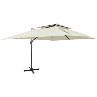 Berkfield Home Cantilever Garden Parasol with Double Top Sand 400x300 cm in Beige