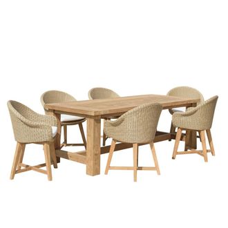 Macabane Muebles de jard&iacute;n de teca y rat&aacute;n recuperados. 6 plazas