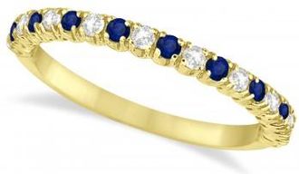 Allurez Blue Sapphire & Diamond Wedding Band Anniversary Ring in 14k Yellow Gold (0.50ct)