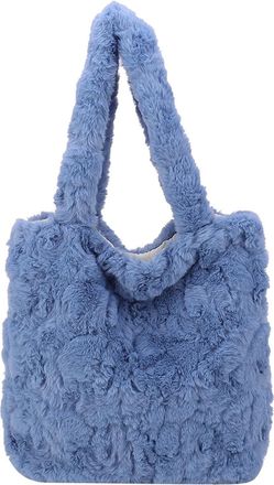Generic Womens Plush Bags Women Shoulder Handbags Fluffy Autumn Winter Clutch Handbag Soft Plush Solid Portable Travel Purse For Ladies Girl(Blue)