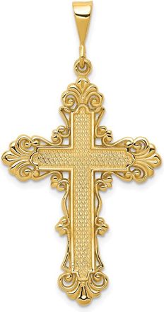 Diamond2Deal 14k Yellow Gold Fleur De Lis Cross Pendant
