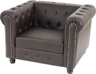 Hhg Hhg - Sill&oacute;n De Lujo Sill&oacute;n Reclinable Chesterfield Piel Sint&eacute;tica, Pies Redondos, Marr&oacute;n