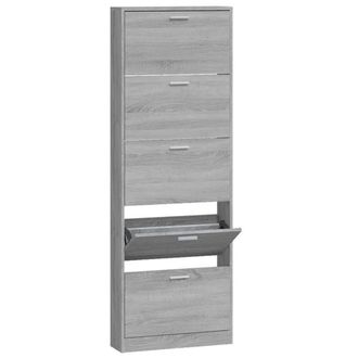 Berkfield Home Shoe Cabinet Grey Sonoma 59x17x169 cm Engineered Wood | Size: 59 x 17 x 169 cm