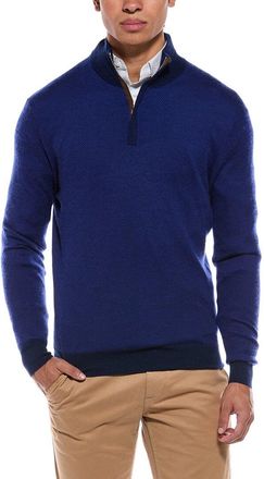 N.Peal N. PEAL Regent Birdseye 1/2-Zip Cashmere & Silk-Blend Mock Neck Sweater