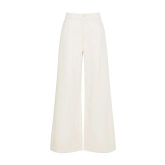 Max Mara Broek met wijde pijpen en vijf zakken - Dames - Jeans - Wit - Maat: 2XS Katoen