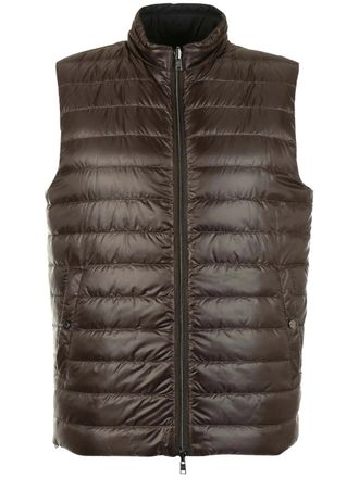 Herno Brown Piumino Reversibile Smanicato Puffer Vest