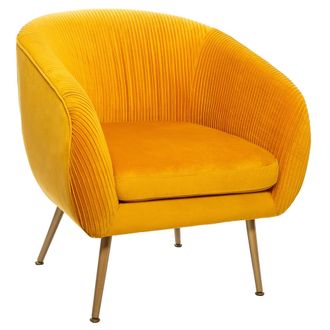 Atmosphera Atmosphera - Sill&oacute;n solaro Mostaza En Terciopelo Plisado Cr&eacute;ateur DInt&eacute;rieur