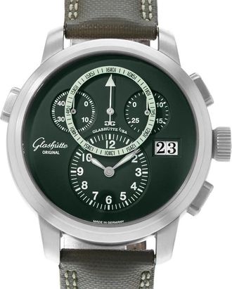 Glash&uuml;tte Original Pre-owned Glashutte Original Panonavigator Chronograph Automatic Green Dial Mens Watch 95-01-07-14-04