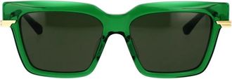 Bottega Veneta Minimalist Zonnebril Groen Rechthoekig Frame - Dames - Zonnebrillen - Groen - 53 MM - Accessoires