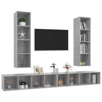 Berkfield Home Practical Wall-mounted TV Cabinets 4 pcs Concrete Grey Engineered Wood