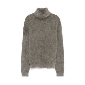 Saint Laurent Brushed Jumper - male - Saint Laurent - Turtlenecks - Gray - XL - Knitwear