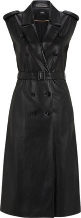 BOSS faux-leather double-breasted midi dress - women - Polyester/Polyester - 38 - Black