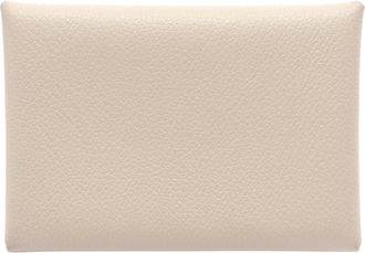 Herm&egrave;s Ivory Evercalf Leather Coin Purse/Coin Case (Pre-Owned)