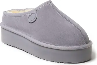 Dearfoams Fireside Queenstown Genuine Shearling Platform Clog Slipper in Sleet at Nordstrom, Size 10
